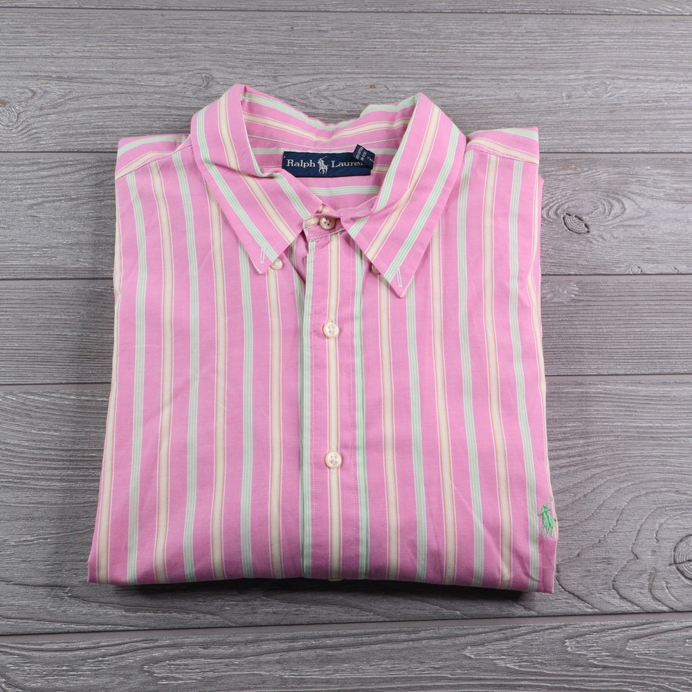 Ralph Lauren Shirt Men's Size 2XLT Pastel Striped Easter Button Down Long Sleeve